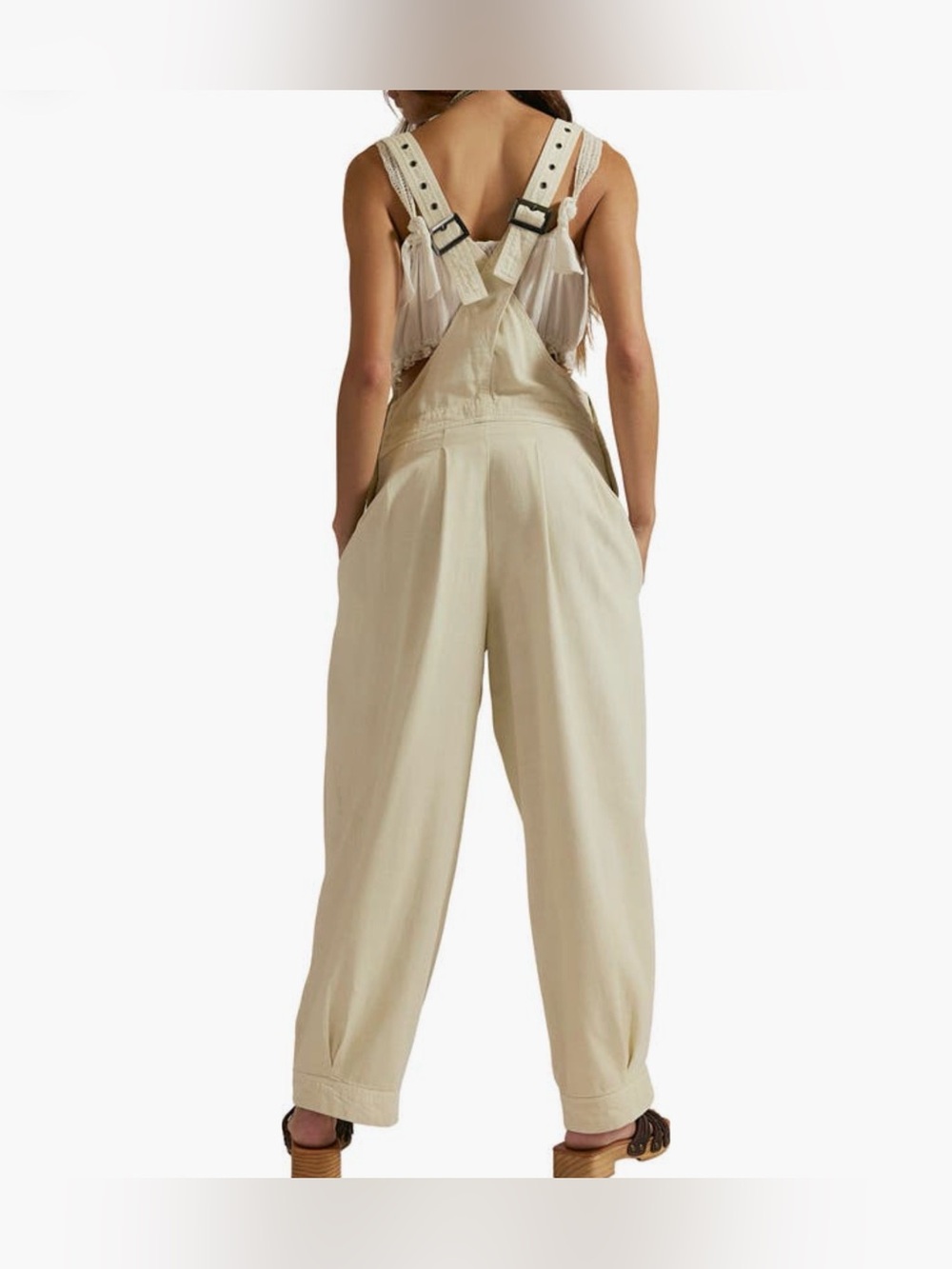 We The Free by Free People Felix Tapered Overalls Jumpsuit ~ Cream - Picture 5 of 12